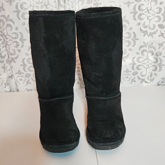 BEARPAW WOMEN'S ELLE TALL SUEDE WINTER PULL ON BOOTS Sz 9 BLACK Wool - Picture 2 of 15